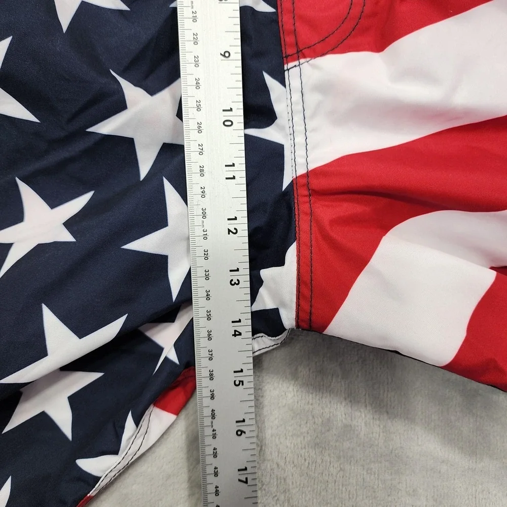 Faded Glory Swim Trunks Mens L Red White‎ Blue USA Flag Patriotic Lined Pockets